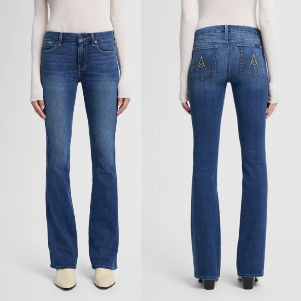7 for All Mankind "A" Pocket Bootcut Jeans in Dark Blue Wash, size 26
